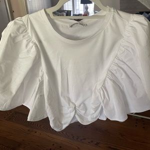 Zara ruffled sleeve cropped shirt